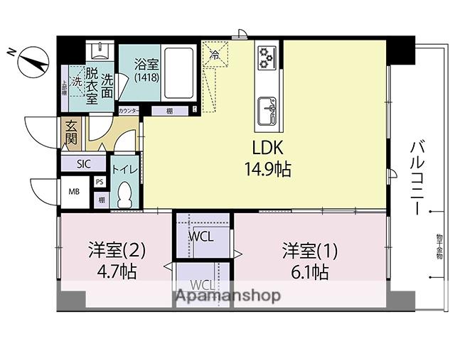 ARISTA箱崎(2LDK/7階)の間取り写真