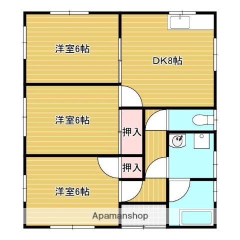 福岡県宮若市 1階建 築34年(3DK)の間取り写真
