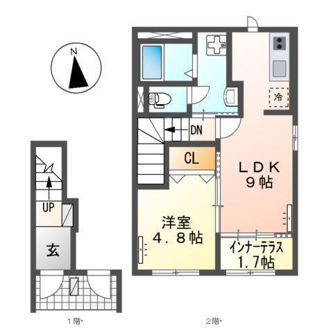 CIEL ETOILE (1LDK/2階)の間取り写真