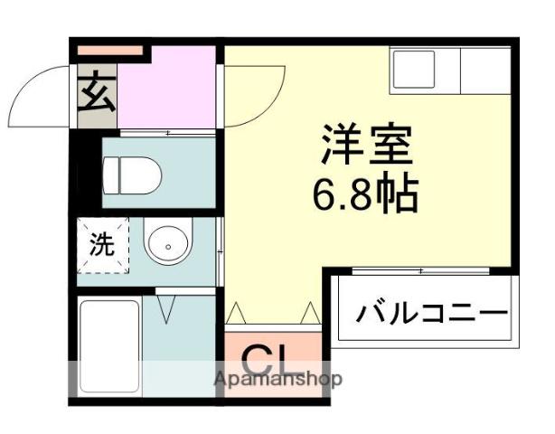 THE NOBLES 名島(ワンルーム/1階)の間取り写真