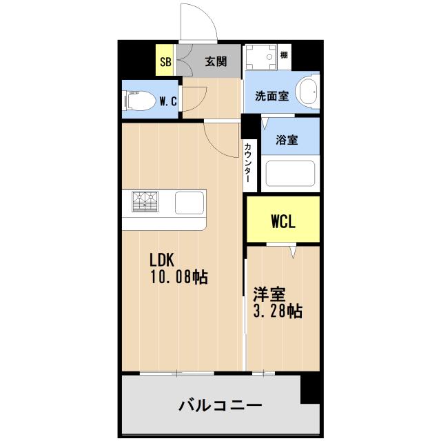 LIBTH箱崎宮前(1LDK/9階)の間取り写真