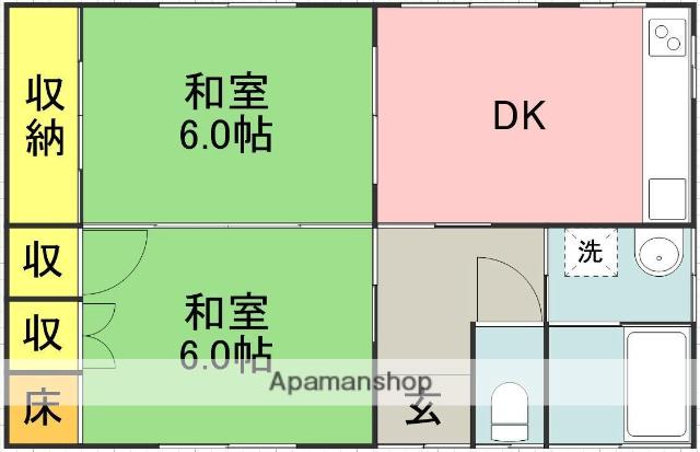 鹿児島本線 福工大前駅 徒歩13分 1階建 築32年(2DK)の間取り写真