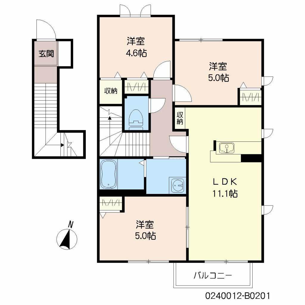 フォレスト芦屋  B棟(3LDK/2階)の間取り写真