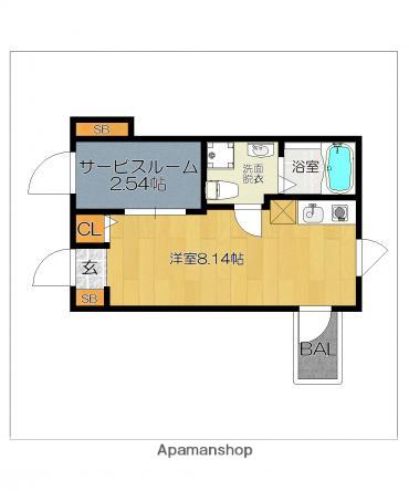 ガレット和白(ワンルーム/3階)の間取り写真