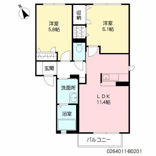 JSイン B棟(2LDK/2階)の間取り写真