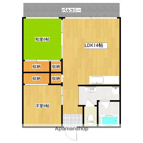 大産篠栗マンション(2LDK/5階)の間取り写真