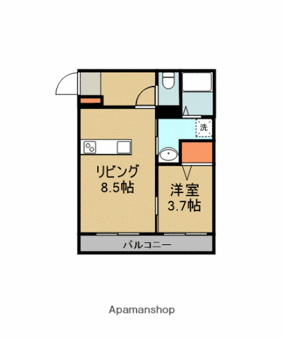 フィーリックス舞の里(1LDK/1階)の間取り写真