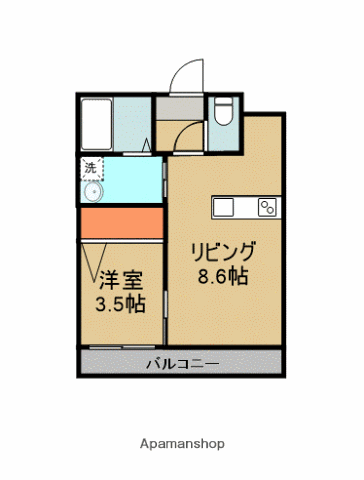 フィーリックス舞の里(1LDK/3階)の間取り写真