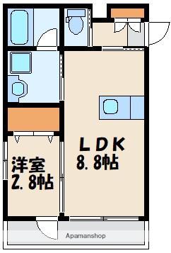 フィーリックス古賀(1LDK/1階)の間取り写真