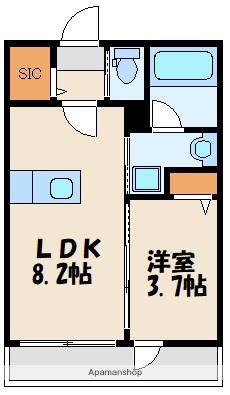 フィーリックス古賀(1LDK/2階)の間取り写真