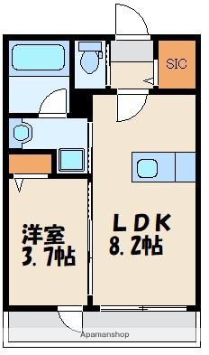 フィーリックス古賀(1LDK/3階)の間取り写真