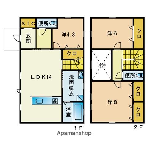 西日本鉄道貝塚線 三苫駅 徒歩9分 2階建 新築(3SLDK)の間取り写真
