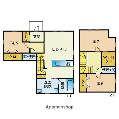 西日本鉄道貝塚線 三苫駅 徒歩9分 2階建 新築(3SLDK)の間取り写真