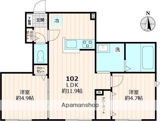 エレガンスプラスⅢ(2LDK/1階)の間取り写真