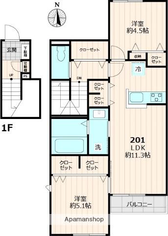 エレガンスプラスⅠ(2LDK/2階)の間取り写真