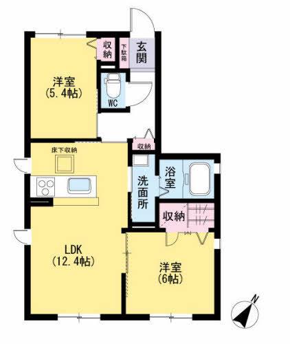 クラニアⅡ(2LDK/1階)の間取り写真