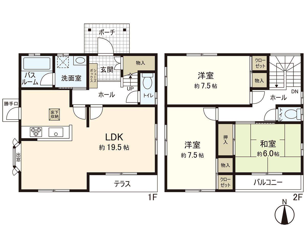 香椎線 舞松原駅 徒歩8分 3階建 築32年(3LDK)の間取り写真