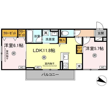 D-ROOM原町駅南(2LDK/2階)の間取り写真