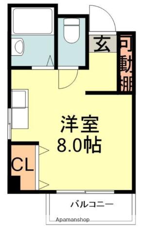 WILLOW COURT福工大前(ワンルーム/1階)の間取り写真