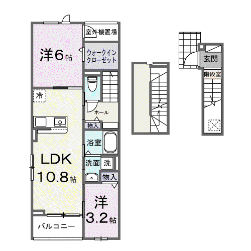 サンパティークⅣ(2LDK/3階)の間取り写真
