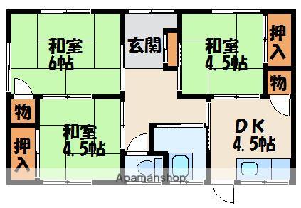 西日本鉄道貝塚線 西鉄新宮駅 徒歩4分 1階建 築52年(3K)の間取り写真
