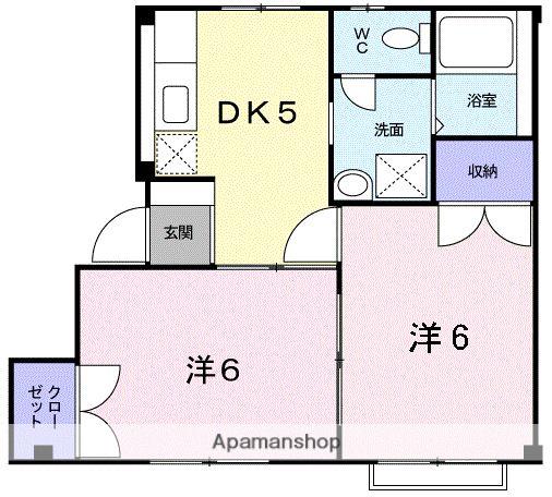 ドミール新宮F(2DK/2階)の間取り写真