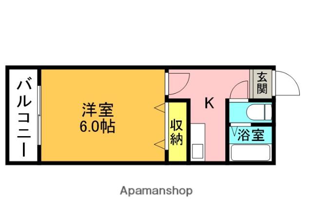 ホワイトシャトー高宮(1K/2階)の間取り写真