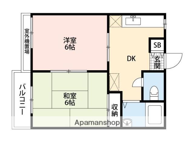 タウニィコンドウ(2DK/2階)の間取り写真