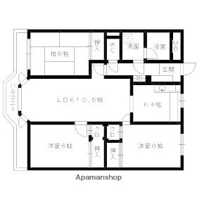 ローヤルマンション野間Ⅱ(3LDK/4階)の間取り写真