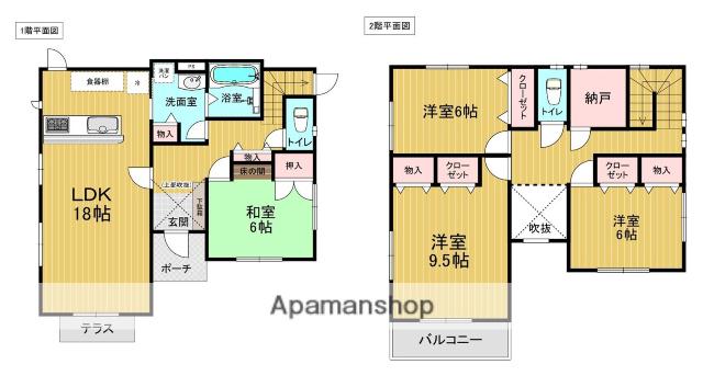 西鉄天神大牟田線 高宮駅(福岡) バス乗車時間：10分 若久バス停で下車 徒歩5分 2階建 築21年(4SLDK)の間取り写真