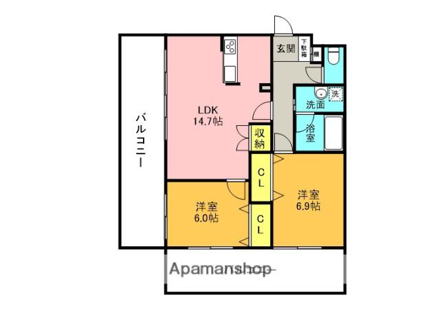 アストリア(2LDK/5階)の間取り写真