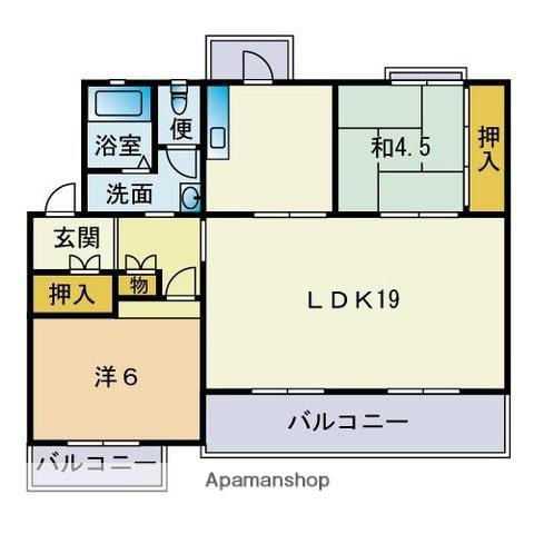 野間台8棟(2LDK/1階)の間取り写真