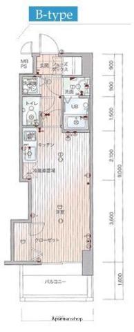 アクアシティ日赤通Ⅱ(ワンルーム/6階)の間取り写真