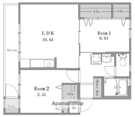 金子アベニュー400(2LDK/3階)の間取り写真