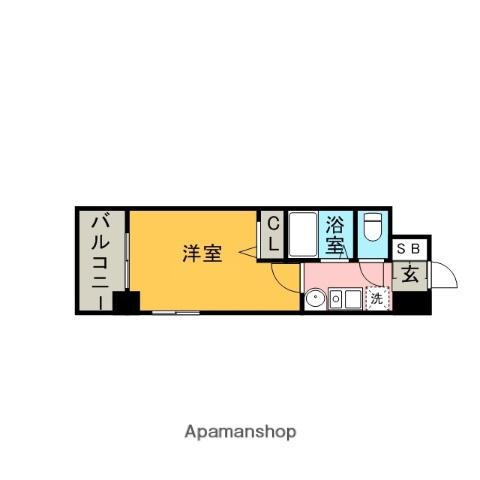 エステムコート博多駅前Ⅱセグティス(1K/5階)の間取り写真