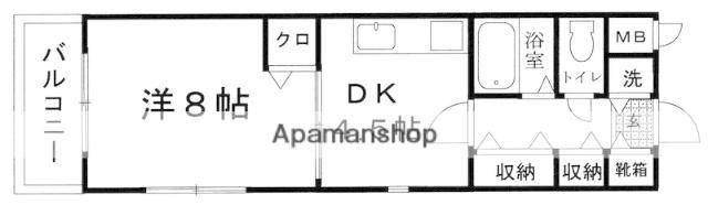 ベルエキップ大橋南Ⅰ(1DK/1階)の間取り写真