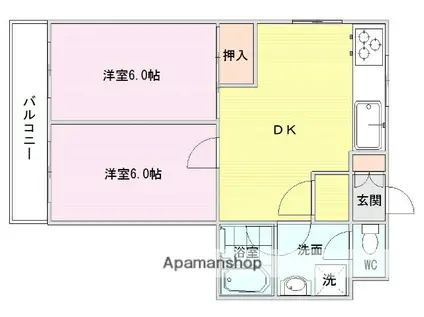 サンピア老司(2DK/3階)の間取り写真