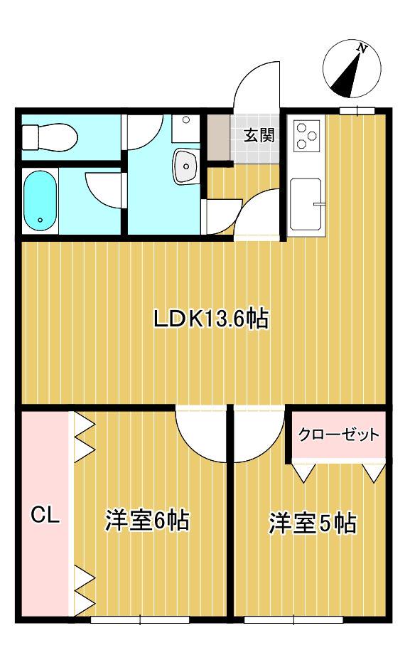 ロワールマンション大橋Ⅰ(2LDK/4階)の間取り写真