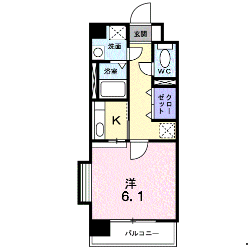 セレーノ・コンフォート大手門(1K/5階)の間取り写真