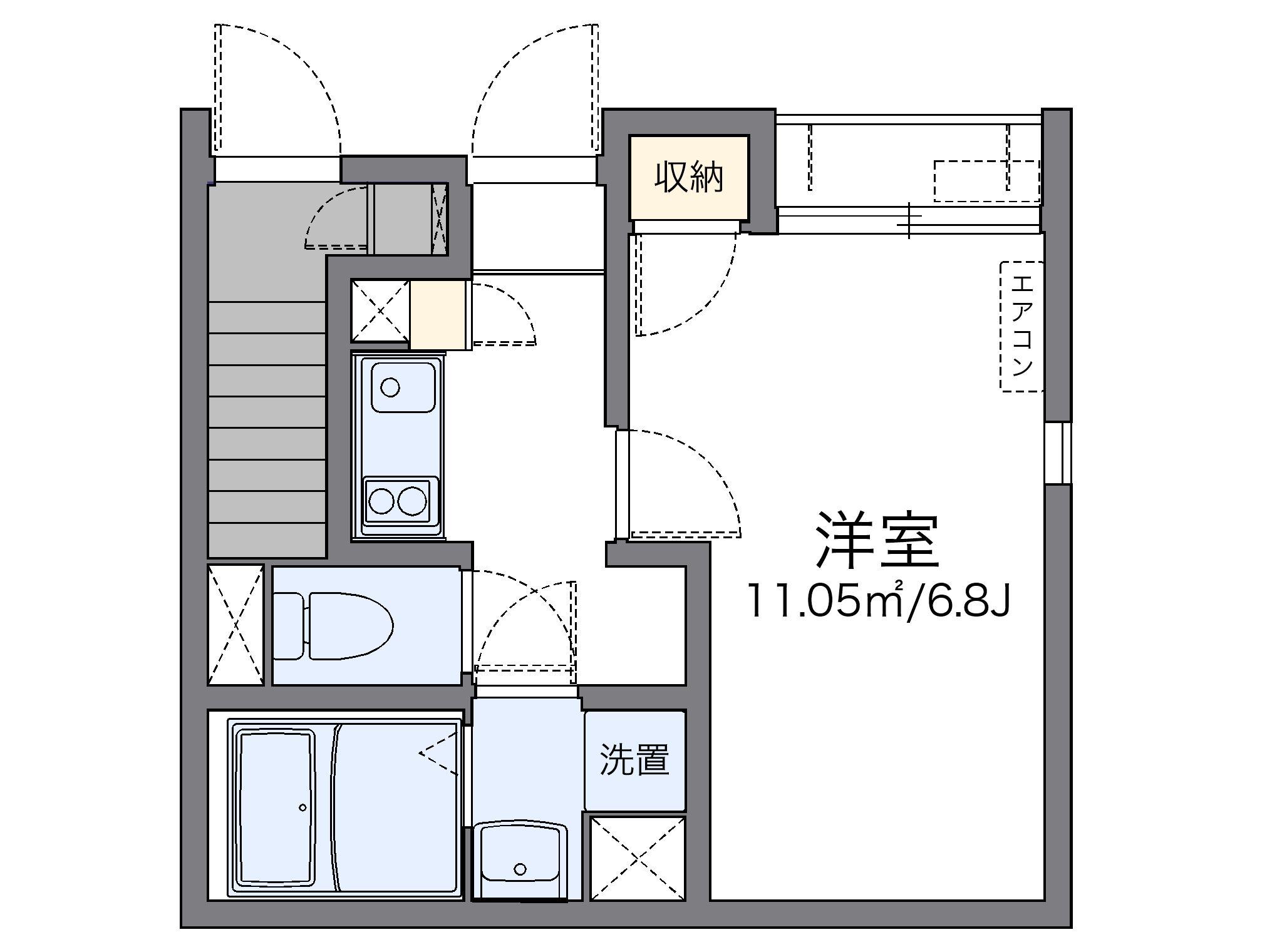 レオネクスト鳥飼(1K/1階)の間取り写真
