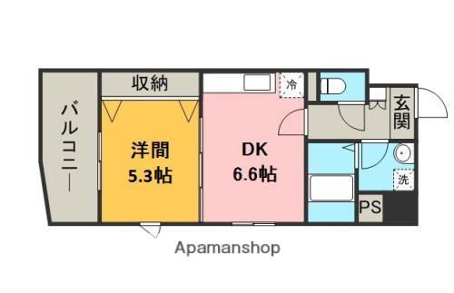 スタンドリバー天神南(1DK/2階)の間取り写真