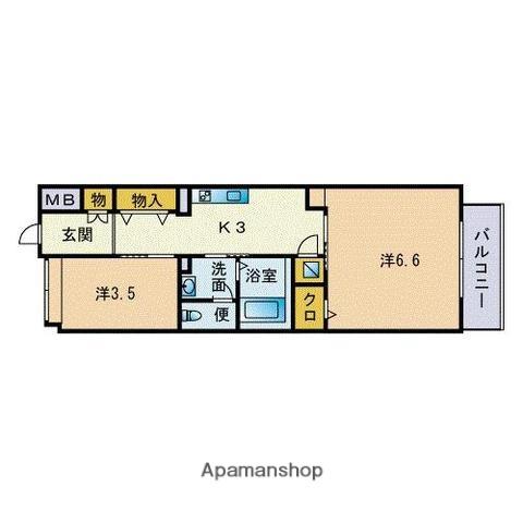 エスティメゾン薬院(2K/9階)の間取り写真