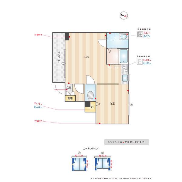 フリューゲル高砂(1LDK/3階)の間取り写真