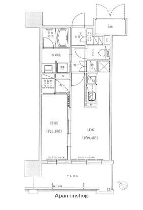 テングッド渡辺通(1LDK/10階)の間取り写真