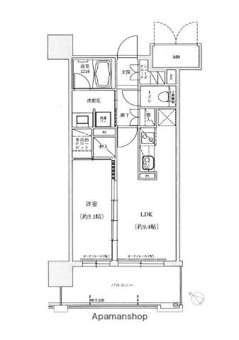 テングッド渡辺通(1LDK/4階)の間取り写真