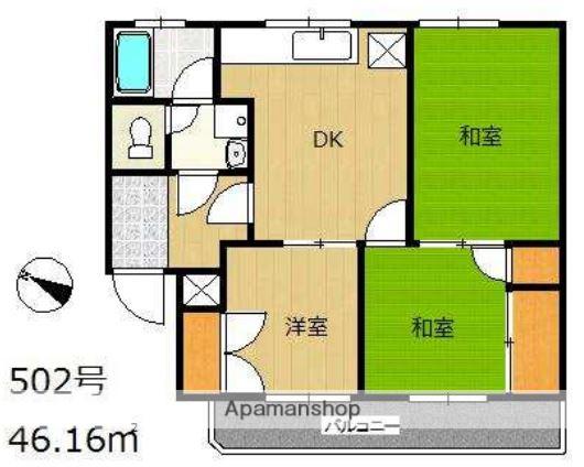 エメラルドマンション清水(3DK/5階)の間取り写真