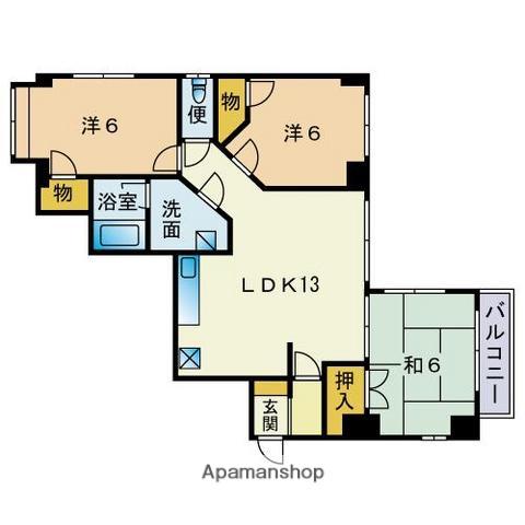 パークアベニュー桜坂(3LDK/3階)の間取り写真