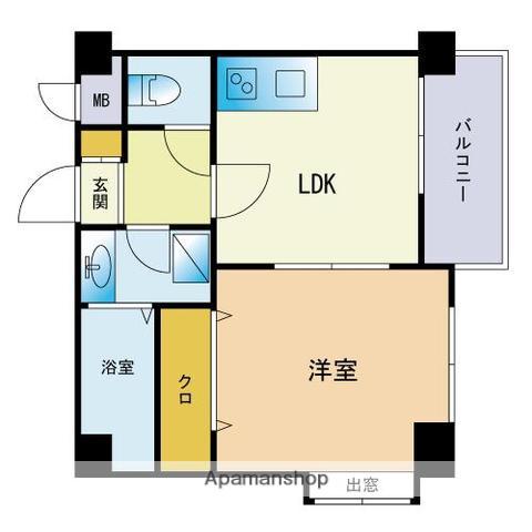 グランバーグ天神(1DK/4階)の間取り写真