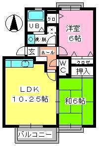 クラージュ城南(2LDK/2階)の間取り写真