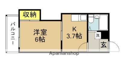 サンヴィレッジ平尾(1DK/2階)の間取り写真